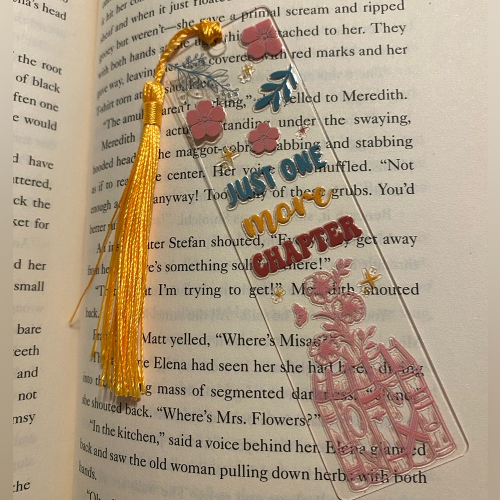 📚2/$10📚Just One More Chapter -  Handcrafted Bookmark